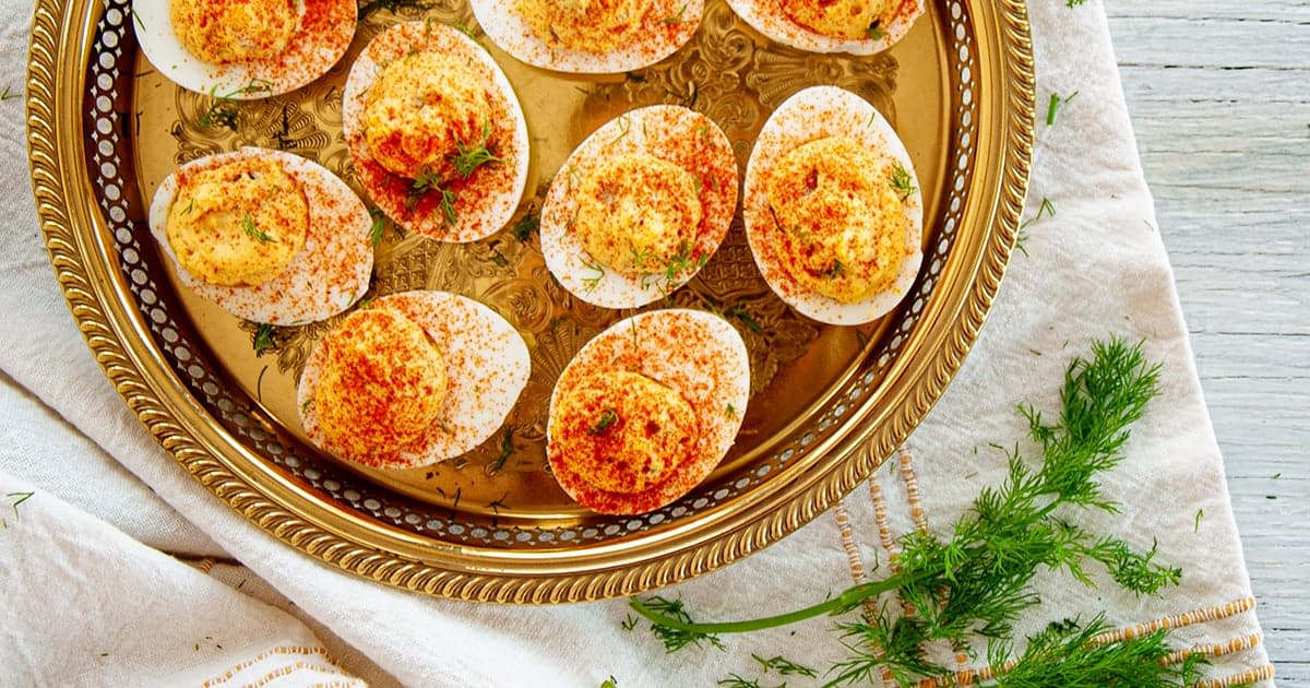 Dill Pickle Spicy Deviled Eggs