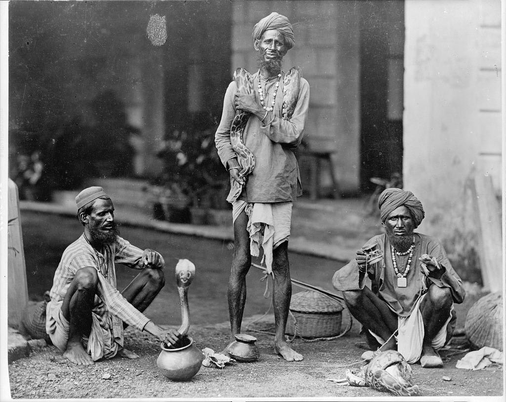 India snake charmers. Ca. 1890.