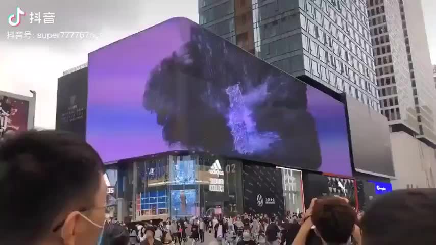 This LED cube display creating a Naked eye 3D effect.