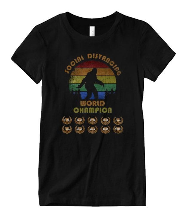 Big Foot Social Distancing World Champion Funny Matching T Shirt