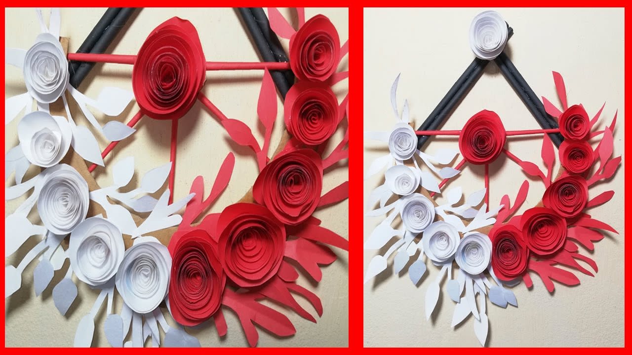 Paper Rose Flower Wall Hanging Ideas! Handicraft Wall Decoration Ideas