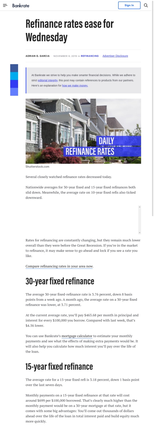 Refinance rates ease for Wednesday