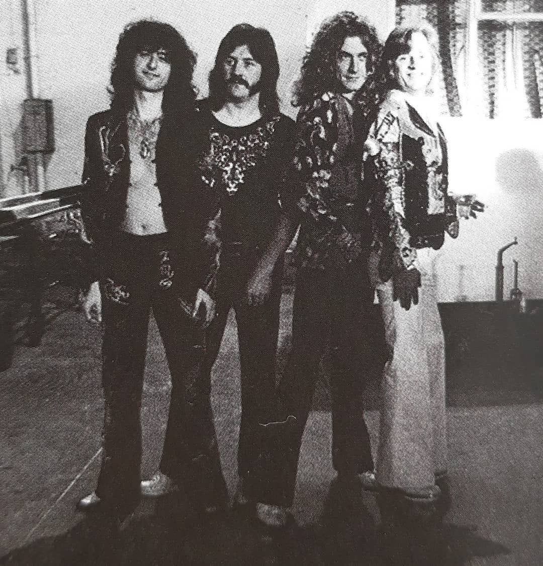 Led Zeppelin photographed just before taking the stage of Earls Courts ...