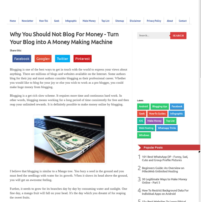 Why You Should Not Blog For Money - Turn Your Blog into A Money Making Machine