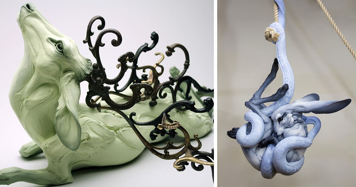 Extremes of Human Nature Explored through Hand-Built Stoneware Animals by Beth Cavener