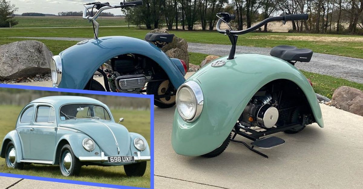 Original Volkswagen Beetle Repurposed Into Old-Fashioned Mini Bike