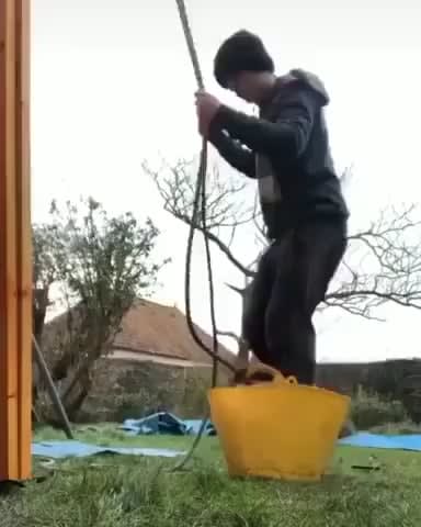 Trying to pull yourself up in a bucket