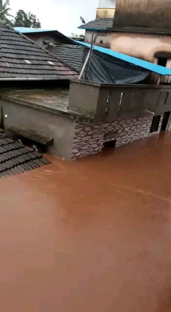 Flood in Raigad, Maharashtra (India). This was yesterday afternoon. This flood has surpassed previous flood of 2005. 14ft+ water in main market area in my hometown. We live in hilly are now but before moving there I have witnessed 2005 flood. It was worst experience of my life.