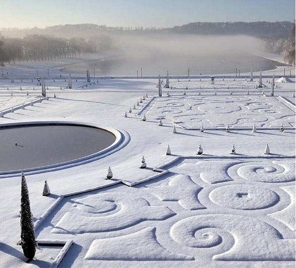 The gardens at the Palace of Versailles in winter