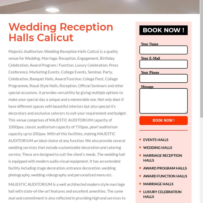 Wedding/Marriage Reception Halls in Calicut - Majestic Auditorium Halls Booking Now