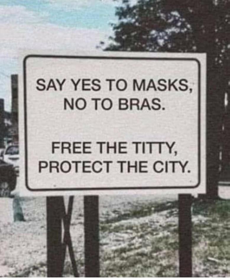 My Mum sent me this, fitting considering I’ve not worn a bra since March!! Free the titty✨✨