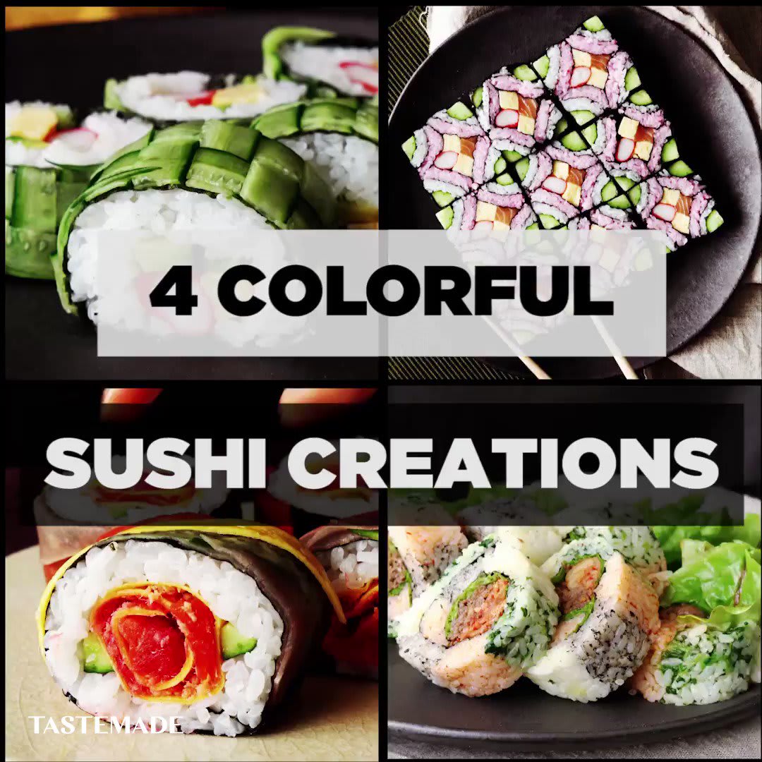 With lots of bright ingredients like cucumber, imitation crab and salmon, these pretty sushi rolls are a feast for the eyes — and mouth.