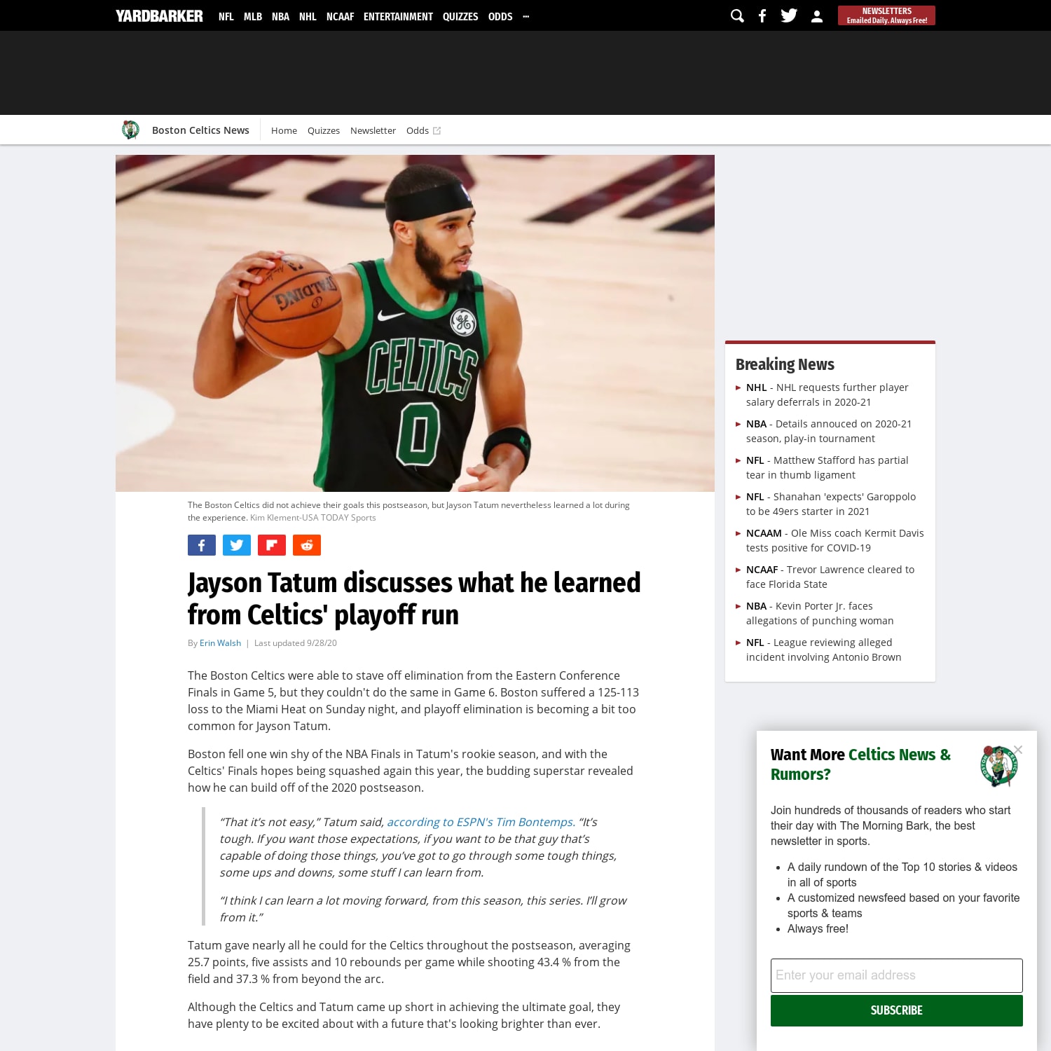 Jayson Tatum discusses what he learned from Celtics' playoff run