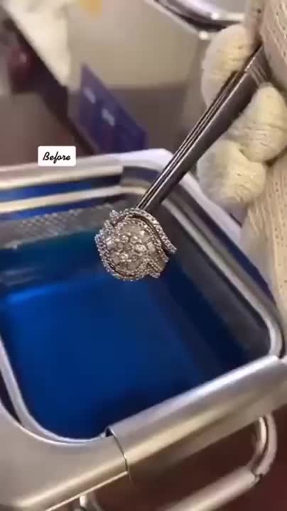 Cleansing Diamond Ring in Ultra Sonic Cleaner