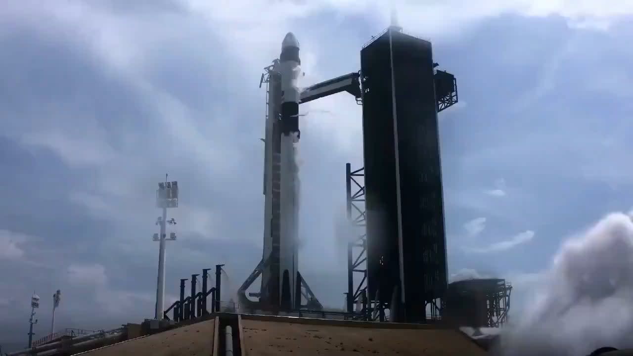 Falcon 9 rocket and Crew Dragon spacecraft launch with two NASA astronauts, Robert Behnken and Douglas Hurley to the International Space Station from the U.S. for the first time in 9 years.