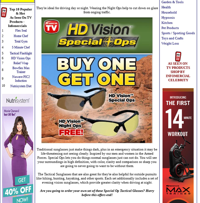 HD Vision Special Op Sunglasses As Seen On TV