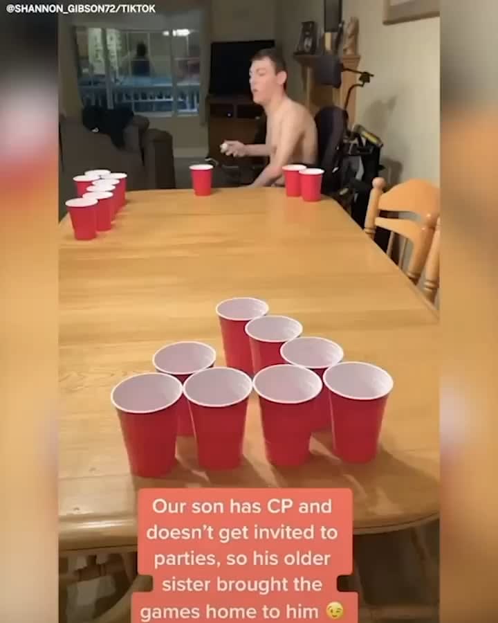 This man with Cerebral Palsy doesn't get invited to many College parties. So his sister brought the party to him....