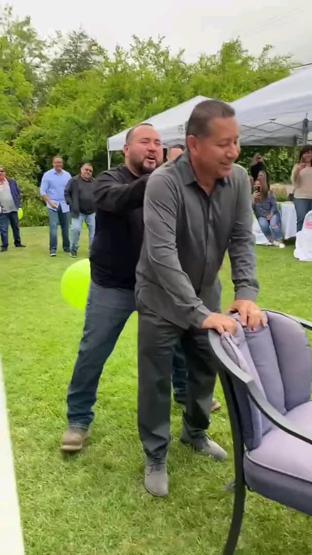Funny balloon popping at baby shower!