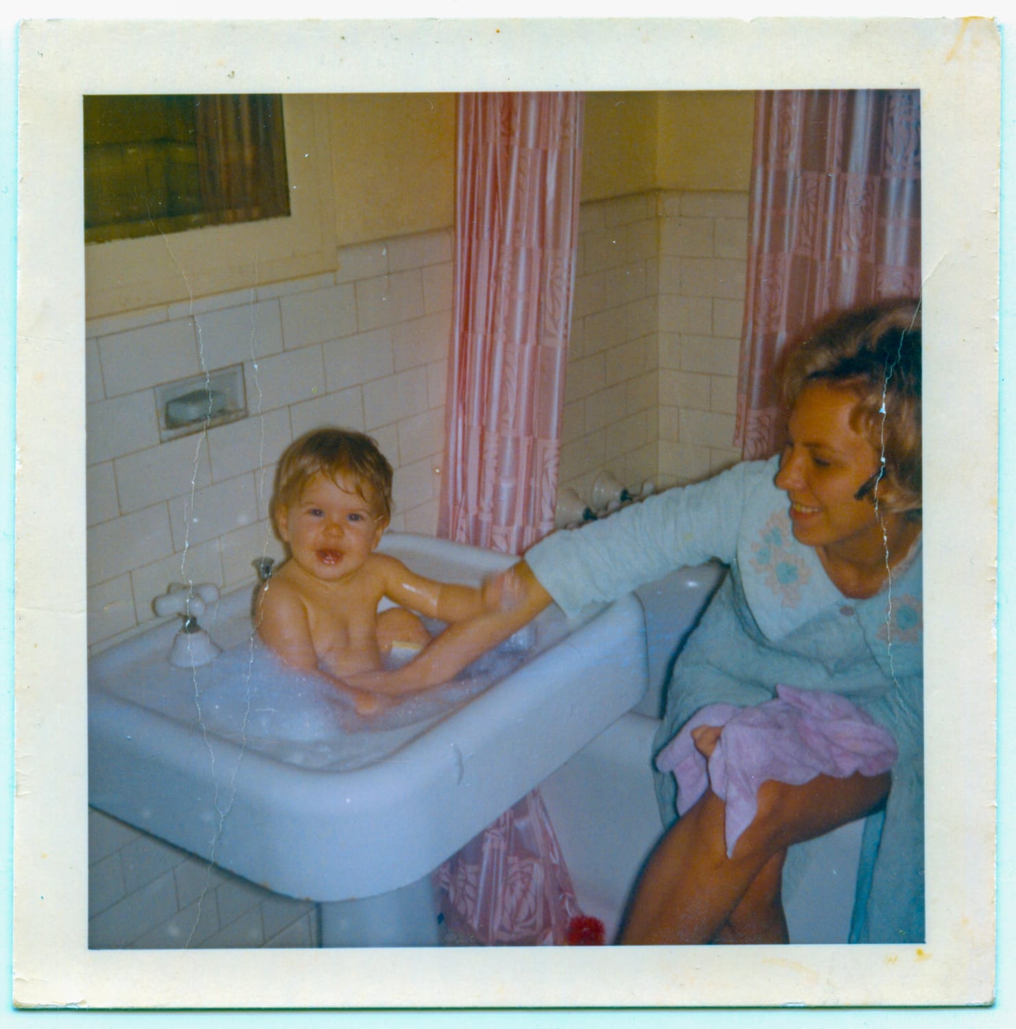 Bath time 1960s. Scan by Martin Snelling from a found photograph