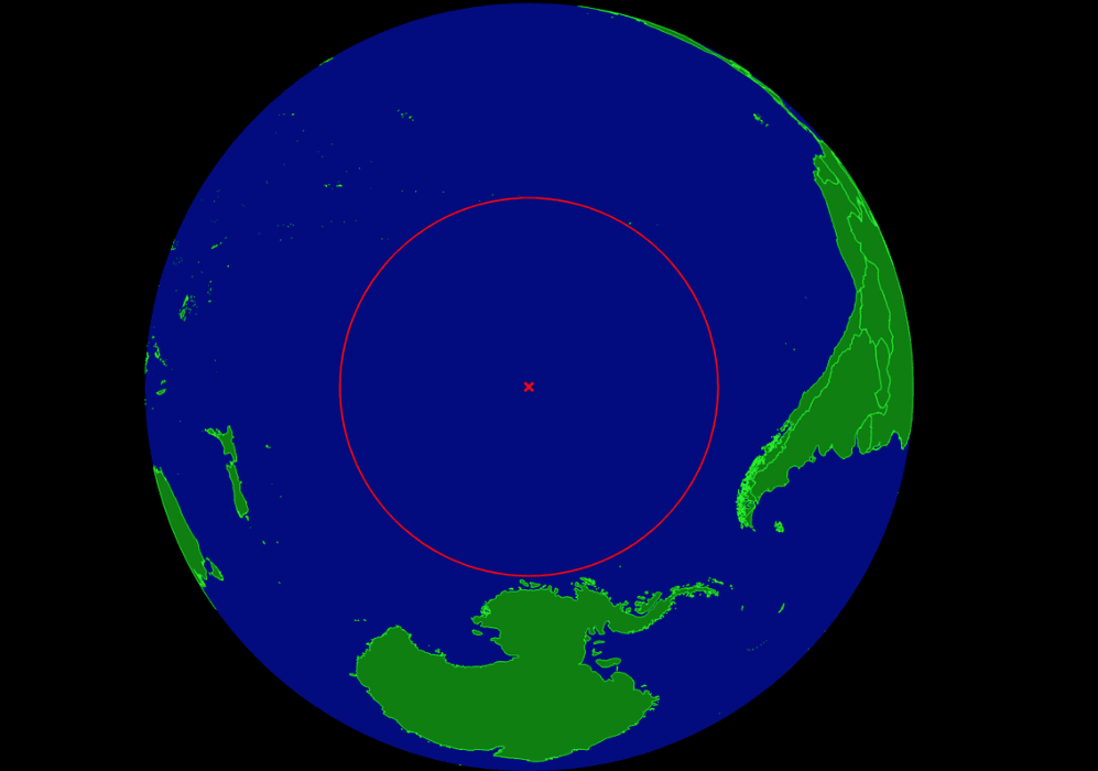 The oceanic pole of inaccessibility, otherwise known as Point Nemo, is the place in the ocean that is farthest from any land. It lies in the South Pacific Ocean, 2,704.8 km (1,680.7 mi) from the nearest land.