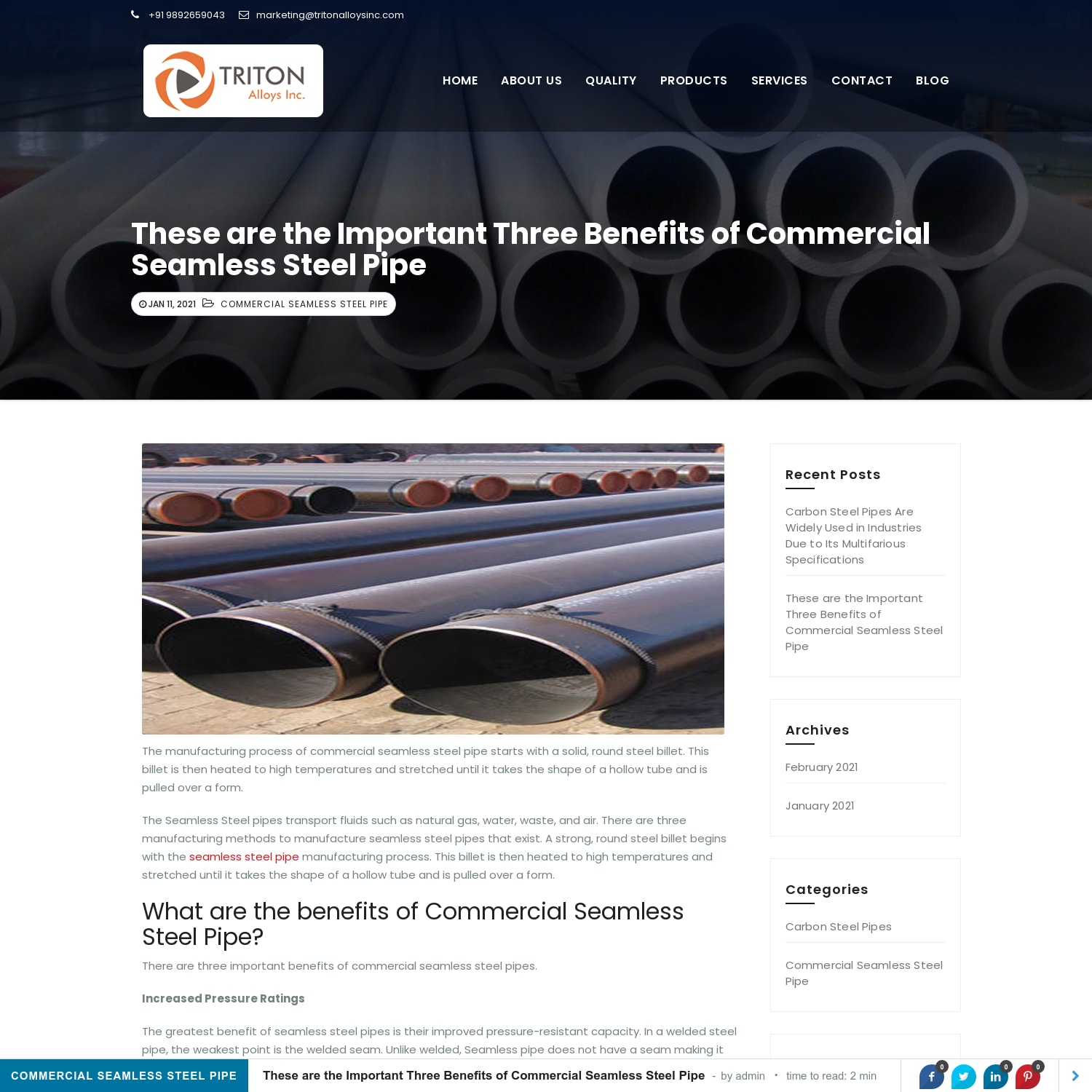These are the Important Three Benefits of Commercial Seamless Steel Pipe