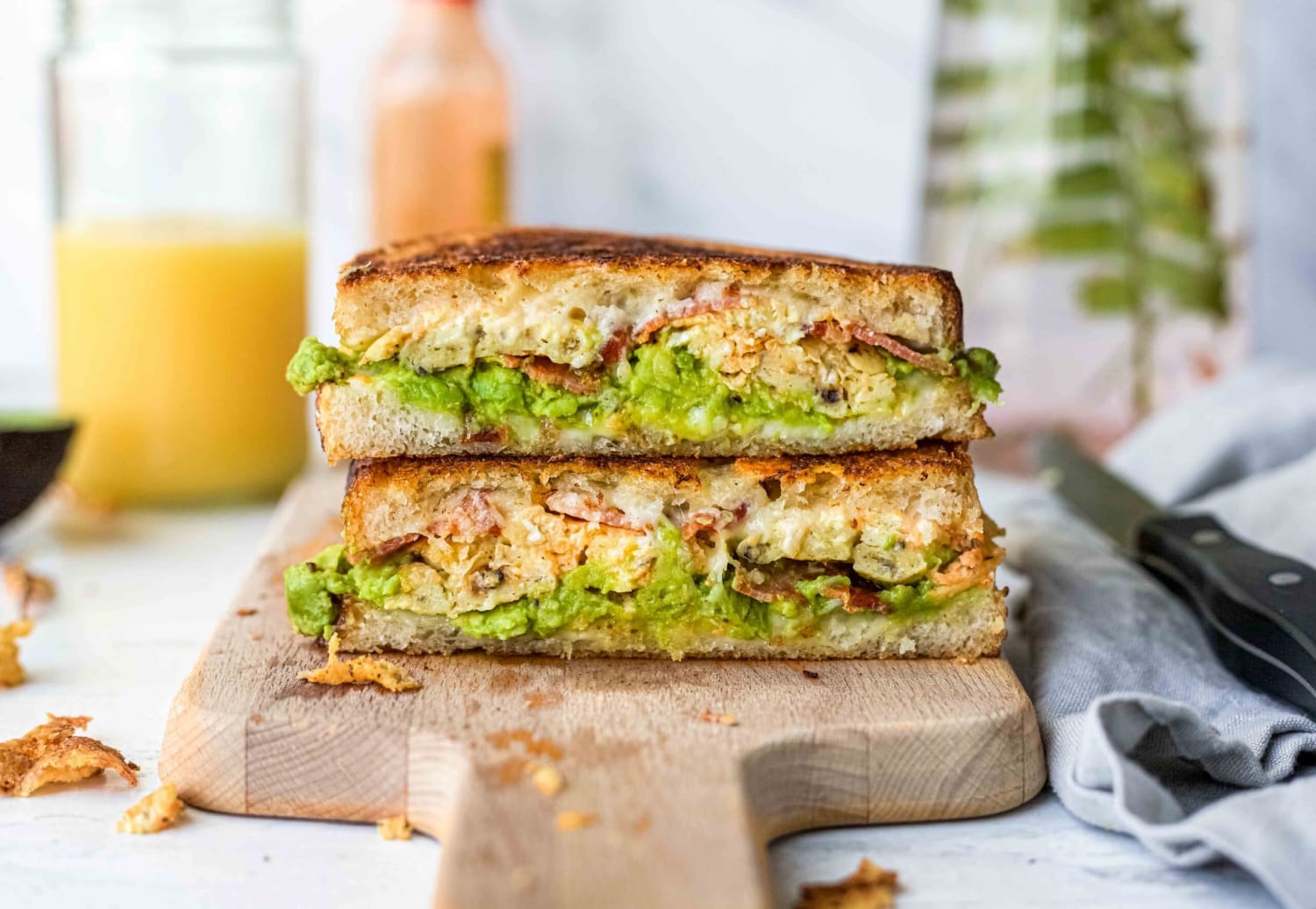 Bacon and Egg Breakfast Grilled Cheese with Avocado