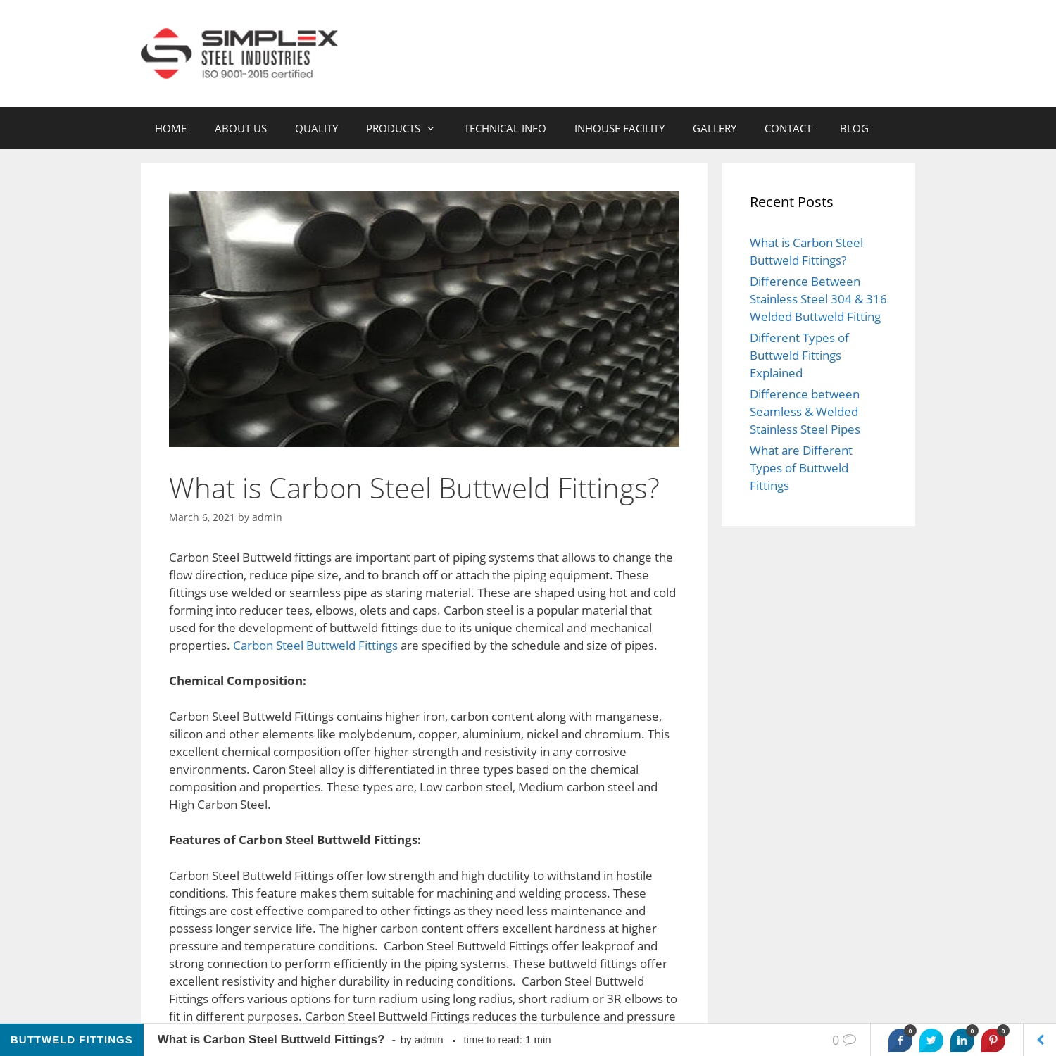 What is Carbon Steel Buttweld Fittings? - Simplex Fittings Blog