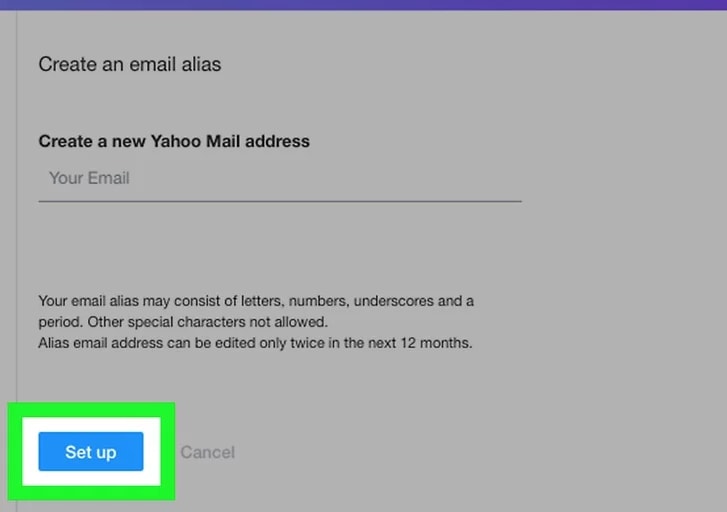 What is the process to conduct the Yahoo Mail account Setup?