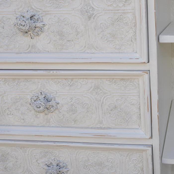 Beautifully Textured Wallpaper Dresser Makeover!
