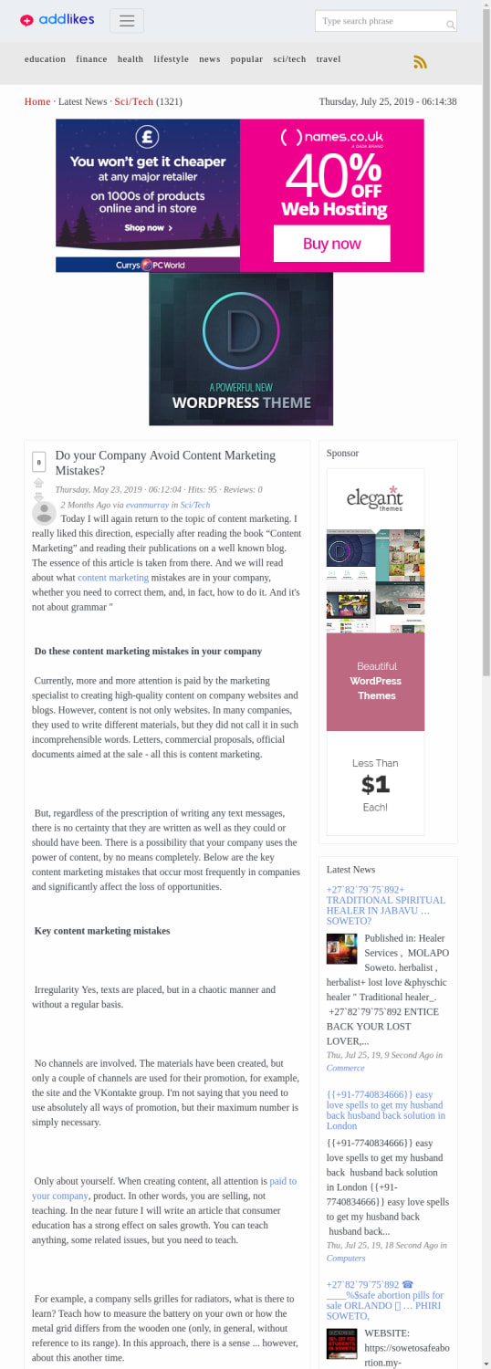 Do your Company Avoid Content Marketing Mistakes? - Addlikes - Social Bookmarking