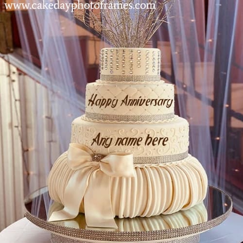 romantic happy anniversary cake with name