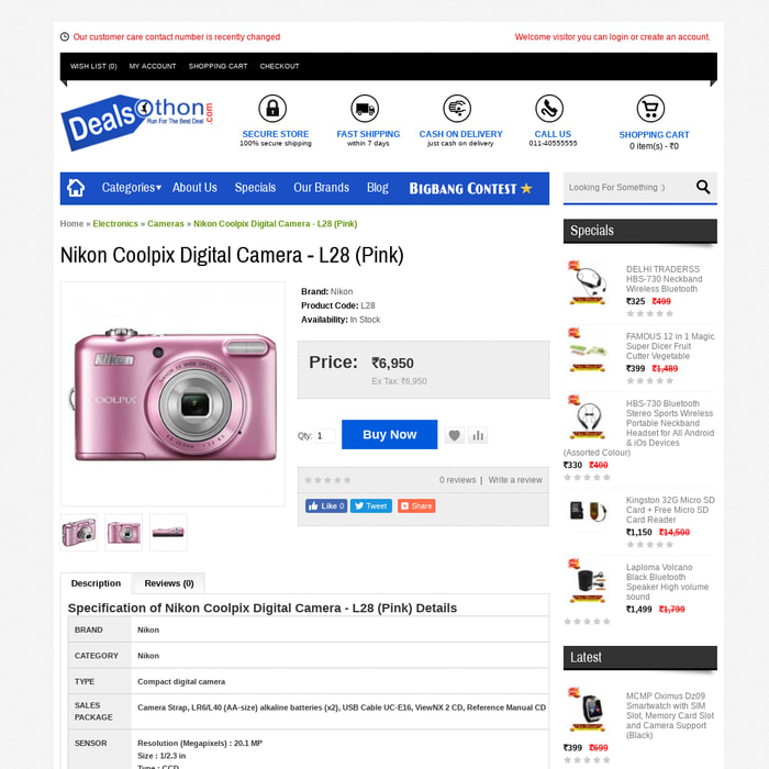 Nikon Coolpix Digital Camera - L28 (Pink)