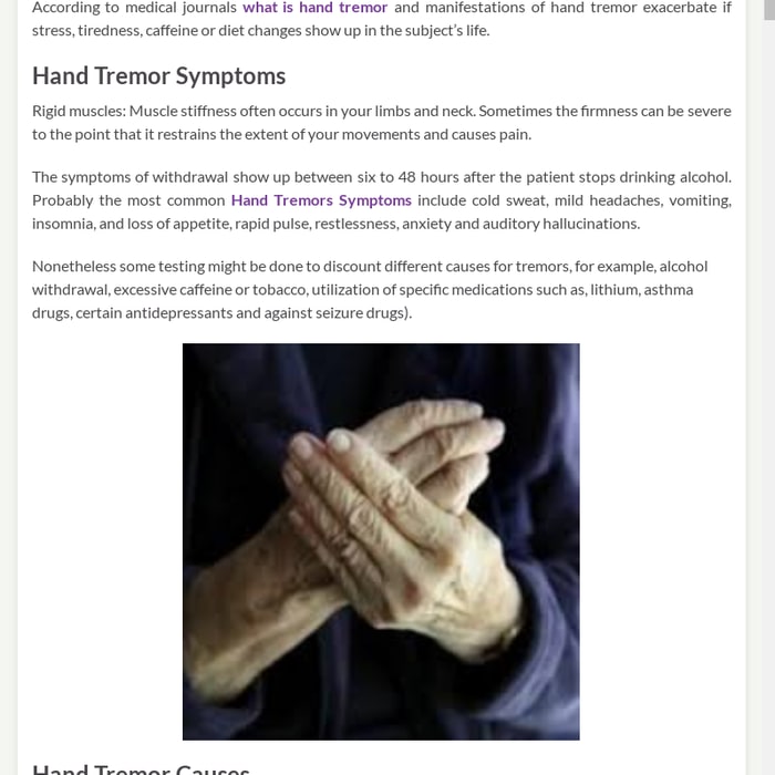 Hand Tremor Symptoms, Causes, Diagnosis and Treatment - Herbs Solutions By Nature