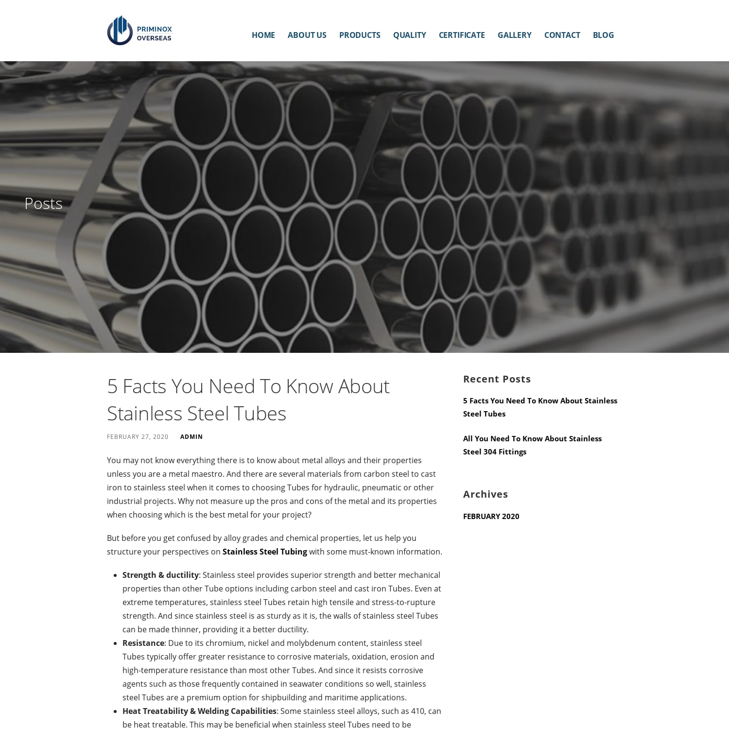 5 Facts You Need To Know About Stainless Steel Tubes