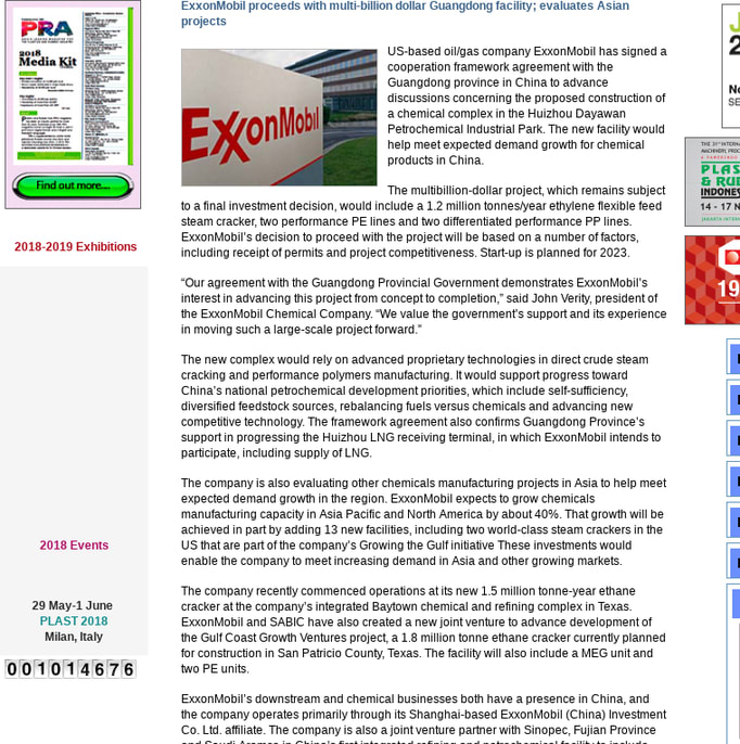 ExxonMobil proceeds with multi-billion dollar Guangdong facility; evaluates Asian projects