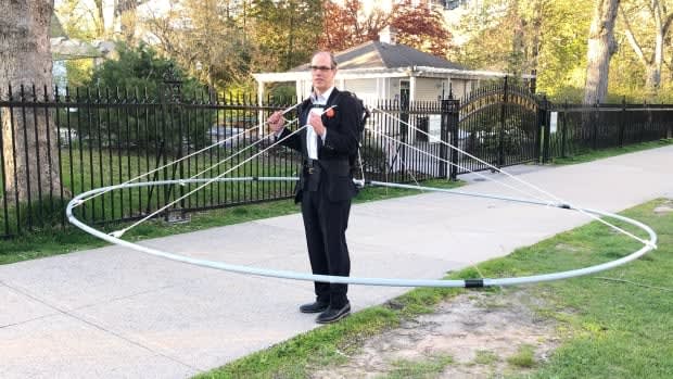 This is what 2 metres looks like: Doctor walks around Halifax in giant hoop