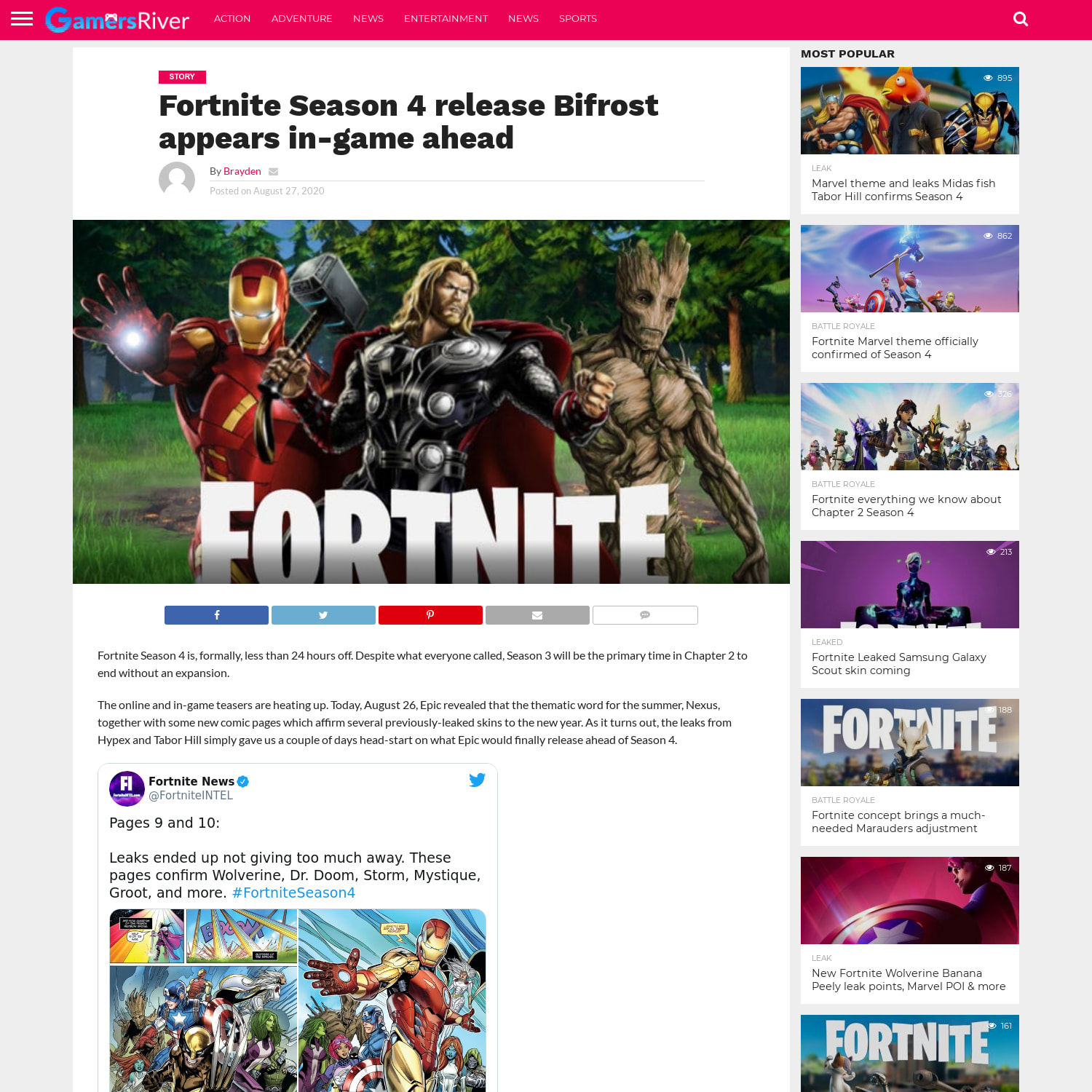 Fortnite Season 4 release Bifrost appears in-game ahead