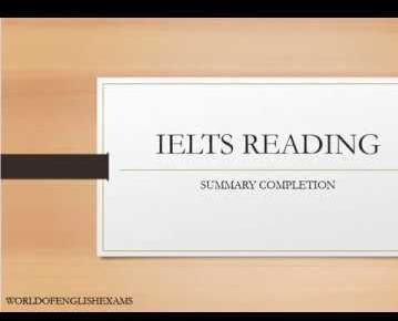 IELTS READING Summary Completion