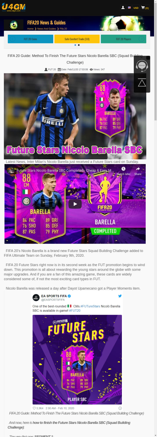 FIFA 20 Guide: Method To Finish The Future Stars Nicolo Barella SBC (Squad Building Challenge)