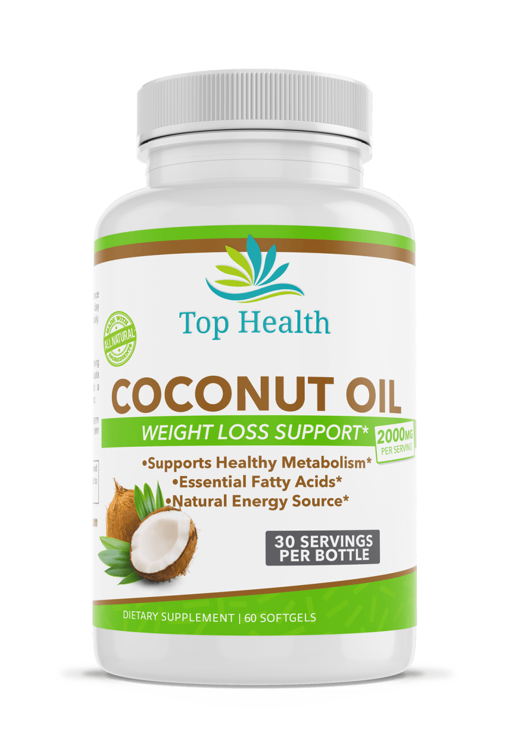 Coconut Oil For Skin And Hair (2000mg) Supplements 60 Softgels