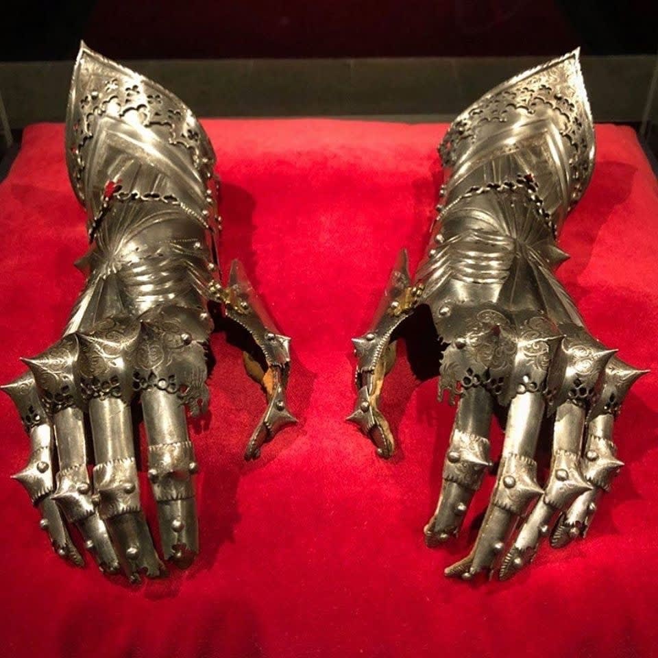 Armored Gauntlets owned by the Holy Roman Emperor Maximilian I, from 1508 until his death in 1519. (Metropolitan Museum of Art)