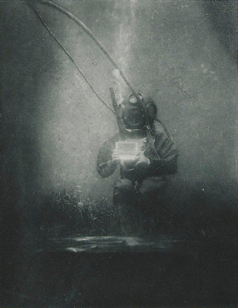 One of the first underwater photographs, taken by French marine biologist Louis Marie Auguste Boutan, in 1899