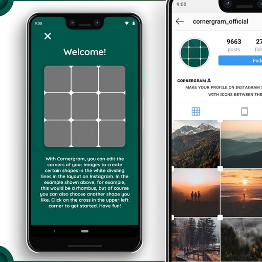 Cornergram - A simple, beautiful app for a new kind of Instagram layout