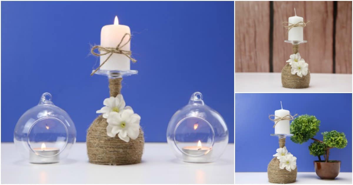DIY Rustic Candle Holder Out of a Wine Glass
