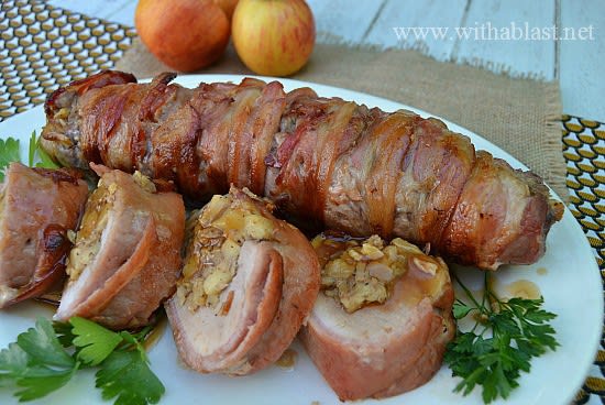 Sage Apple Stuffed Pork Tenderloin in Bacon
