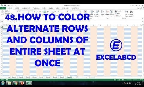How to color alternate rows and columns of entire sheet at once