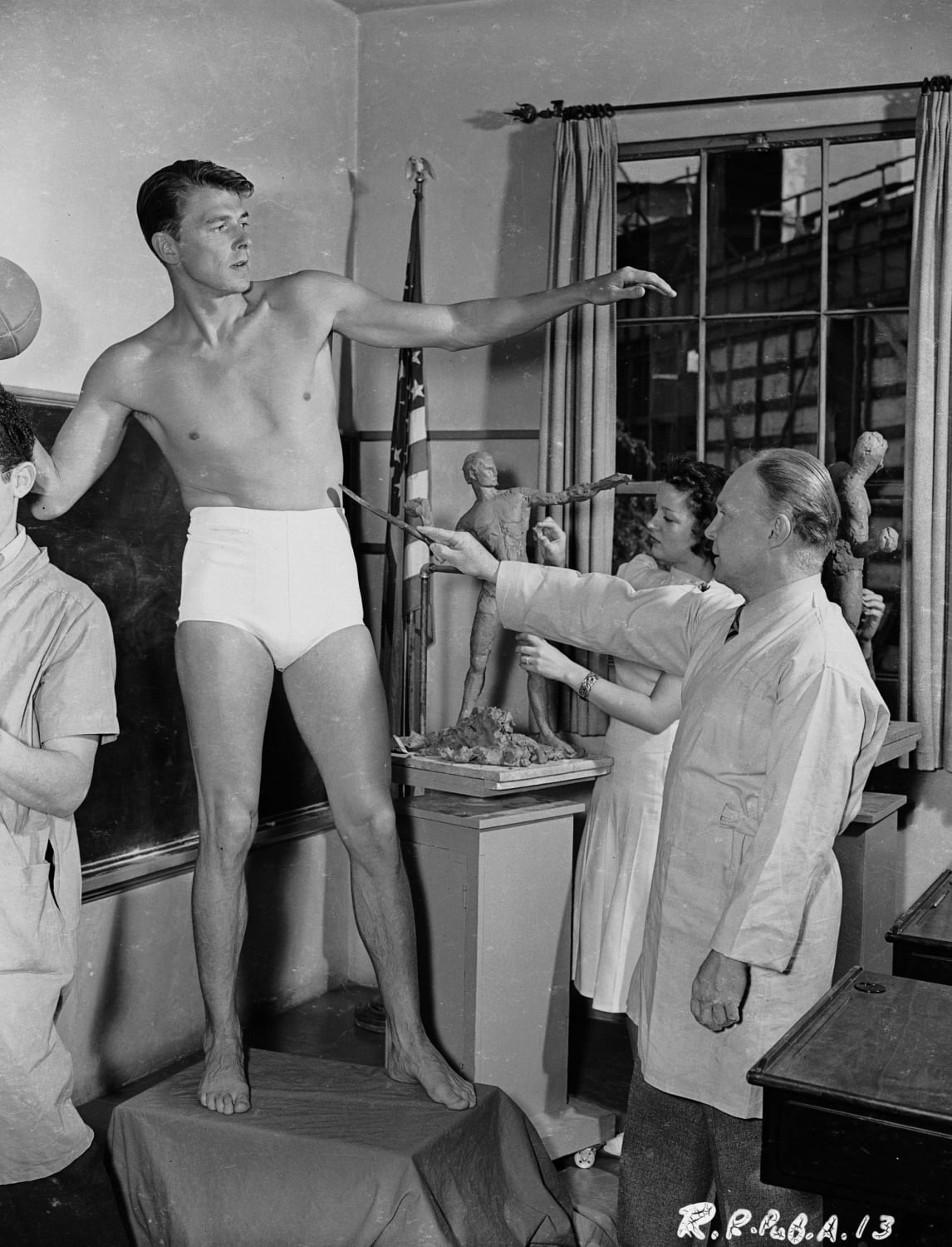Actor & Future U.S. President Ronald Reagan modelling for a sculpture - c. 1939