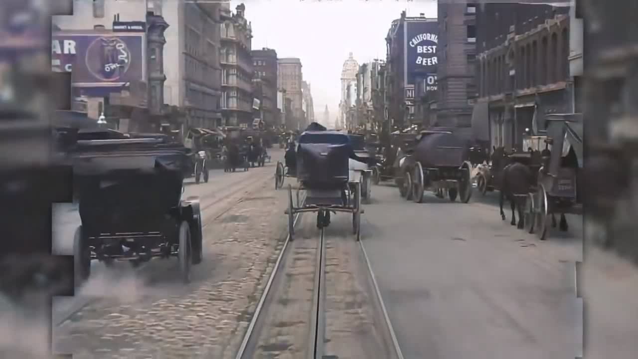 San Francisco, a Trip down Market Street, April 14, 1906 (algorithmically colourised)