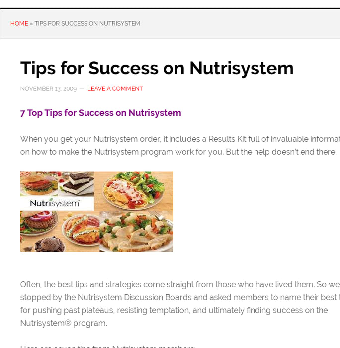 Tips for Success on Nutrisystem