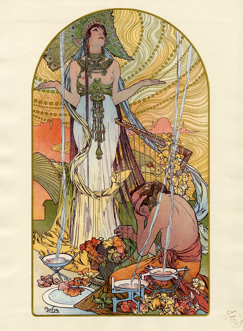 Czech artist Alphonse Mucha was born onthisday in 1860. His Art Nouveau works are characterised by elaborate patterns, floral motifs and flowing organic shapes 🌺🌸 This intricate print from 1897 is titled ‘Incantation’